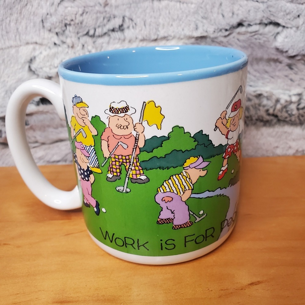 1990 Potpourri Press Golf Cartoon Coffee/Tea Mug Signed by Artist B. James 11 oz